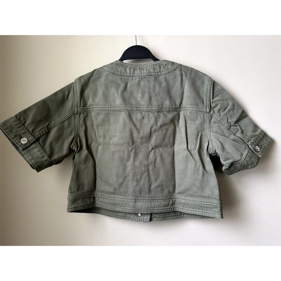 $428 Veronica Beard Elias Green Cotton Jacket Womens Size M Short Sleeve New - Picture 11 of 11